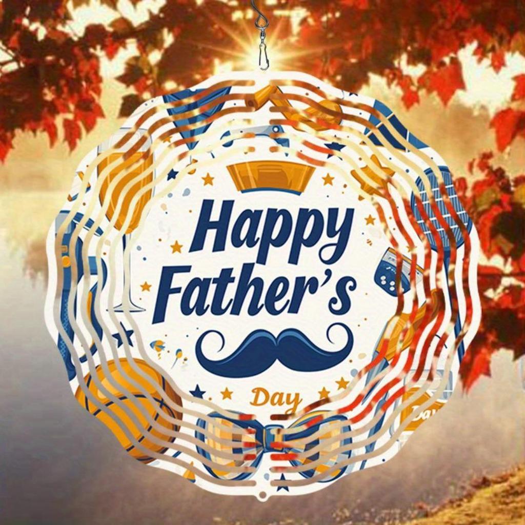 2D drehende Metall-Windspiel für Vatertag Außen-Dekoration mit Mandala-Sternen Ballons Schnurrbart-Design Kein Strom benötigt Gartenkunst Geschenk für Papa