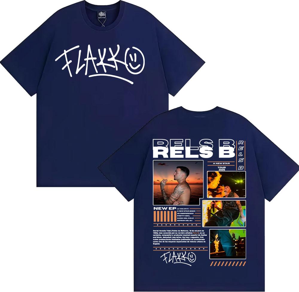 Rapper RELS B Skinny Flakk 2025 Tour Merch T Shirts Men Women Fashion Hip Hop Vintage Tshirt Casual ONeck Short Sleeve T Shirt