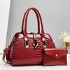 Women's Bag Hand Platinum Bright Leather Handbag Mother Bag Crocodile Pattern Shoulder Bag Messenger Bag
