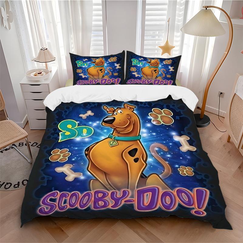 3dílná povlaková souprava Scooby Doo s animovanými postavami Obsahuje pohodlné povlečení se stylovým designem do ložnice, H005