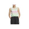 Adidas Striped Round Neck Casual Knit Sleeveless Vest Women Tops Light-Green JI7052