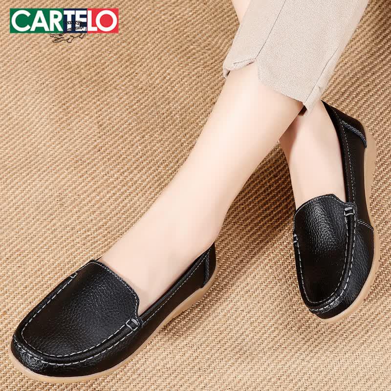 Cartelo Women s Comfort Slip-On Leather Flats 37