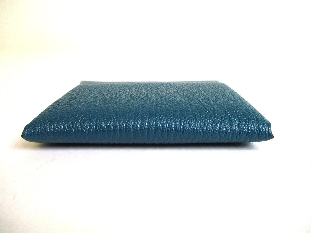 Authentic HERMES Vert Bosphore Chevre Myzore Leather Coin Purse Bastia #b274  Open box