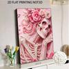 DIY Pearl Bead Art Canvas Pink Rose Floral Lady Pattern Frameless 3D Painting Kit for Bedroom Living Room Wall Decor