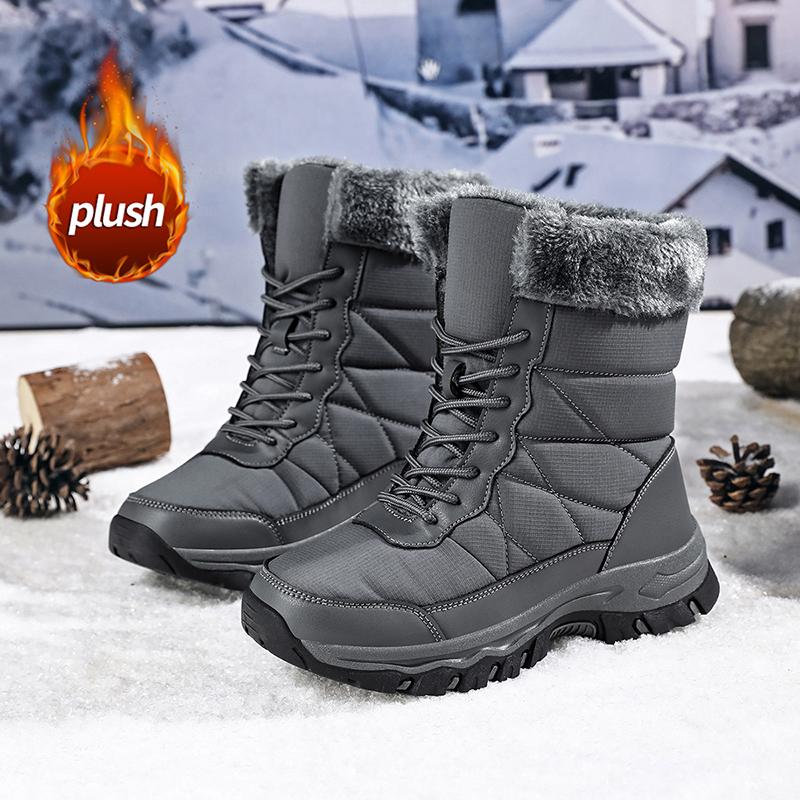 

Зимние ботинки для женщин Теплая плюшевая подкладка Сапоги до середины икры Водонепроницаемые сноубутсы Противоскользящие Износостойкие Уличные кроссовки для женщин 42 серый