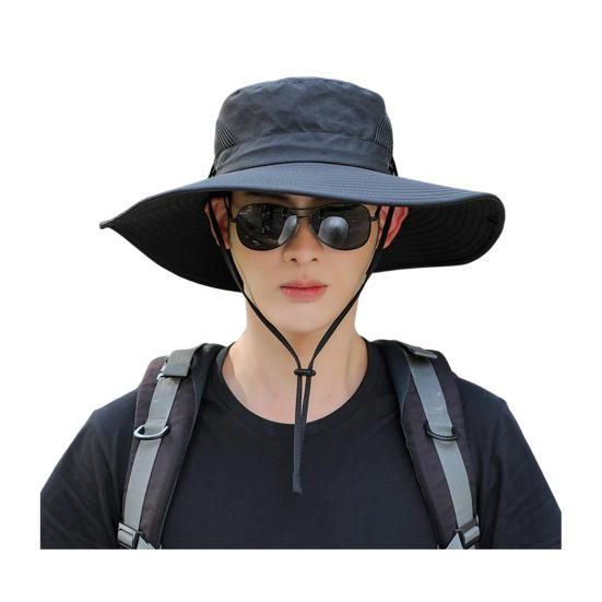 Adjustable Wide Brim Fisherman Hat Polyester Fiber 56 cm 1 Pc