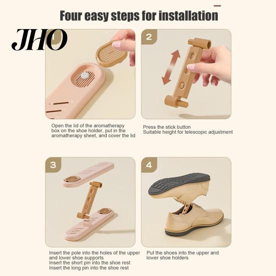Shoe Stacker Organizer Adjustable 3-Level Holder with Aroma Box Space Saving Storage Solution Shoes Stacking Rack for Cabinet Organization Height