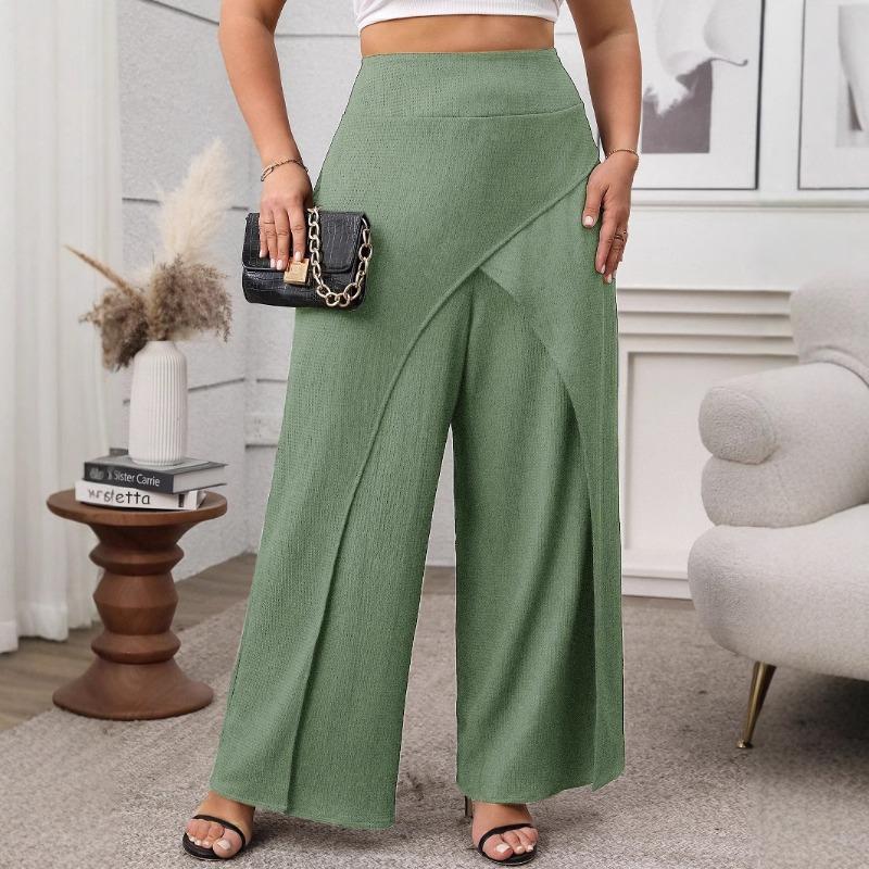 Women's Fashion Casual Solid Color Print High Waist Trousers Pants & Capris