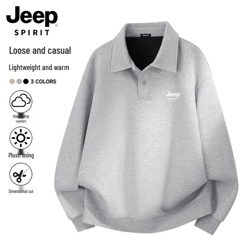 

JEEP SPIRIT Men s Fleece Polo Sweatshirt 3XL