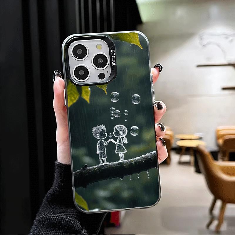 Nature Cute Child Painting Style Shockproof Phone Case for iPhone 17 Air 16 16E 15 Pro Max 14 Plus 13 Mini 12 Back Cover Anti Fa