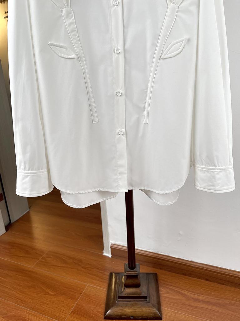 Women's Diamond-Encrusted 3D Floral Loose Long-Sleeve Lapel Shirt, Mid-Length, Spring Top