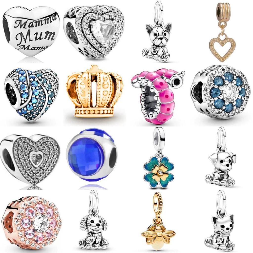 Pandora 2025 Bracciale in Lega con Perline Cuore Quadrifoglio Corona Gioielli Fai da Te