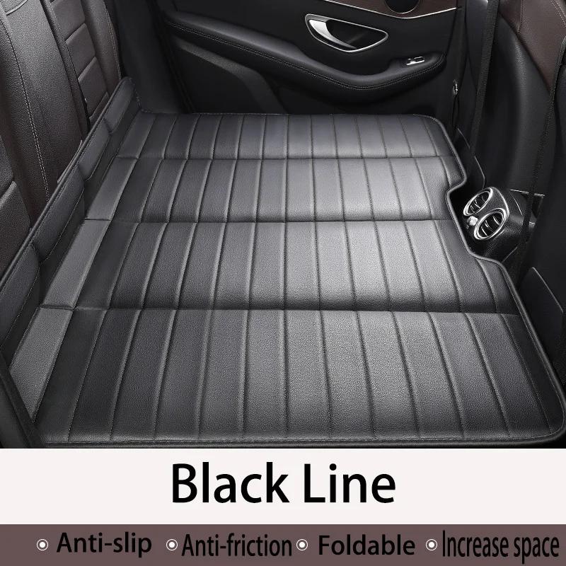 Car Travel Bed for Rear Seat Foldable Sleeping Pad for Car Traveling Wear-Resistant PU Travel Mattress for Suv Sedan