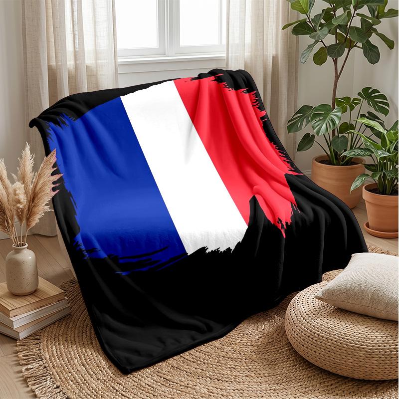 France National Football Team Theme Blanket Soft Flannel Blanket Plush Throw Blanket Cozy Sofa Bed Blanket for Home Decor