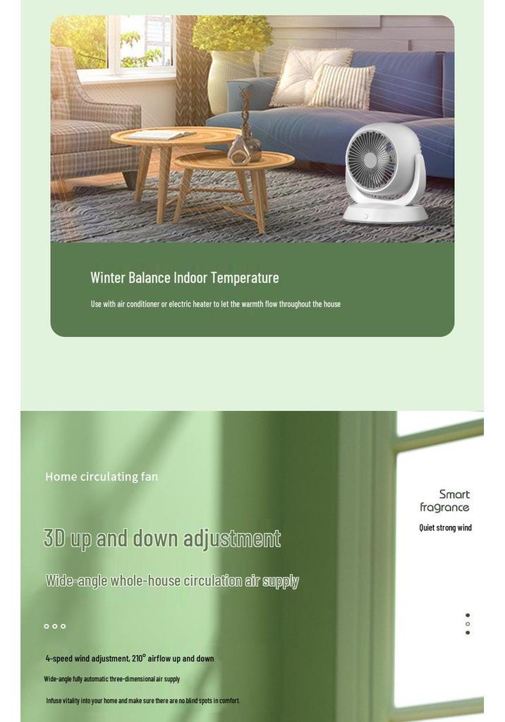 High-Power Ultra-Quiet Multifunctional Desktop Fan for Air Circulation