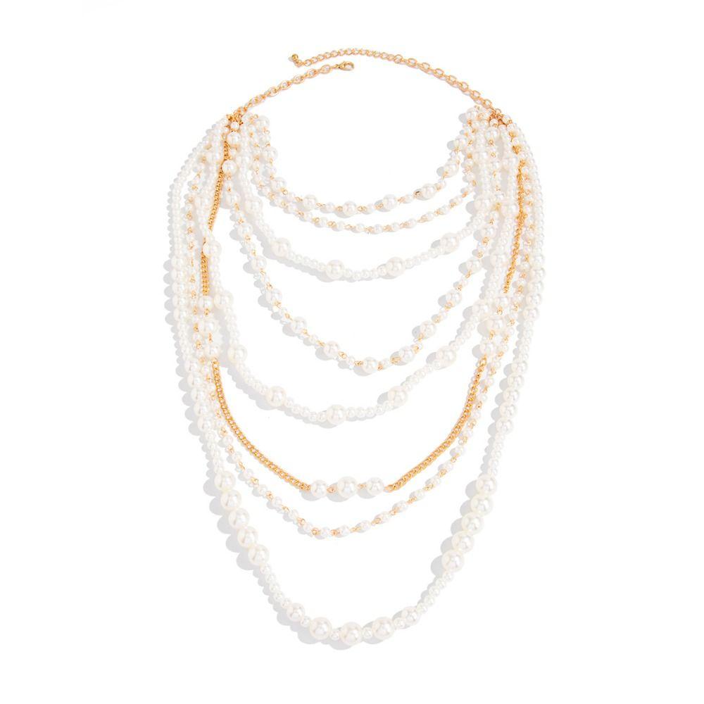 Baroque Pearl Sweater Chain Exaggerated Women's Clavicle Chain Multilayer Pearl Necklace Banquet