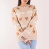 2024 Women's Autumn/Winter Heart Print Beaded Knit Sweater - European & American Korean Fashion