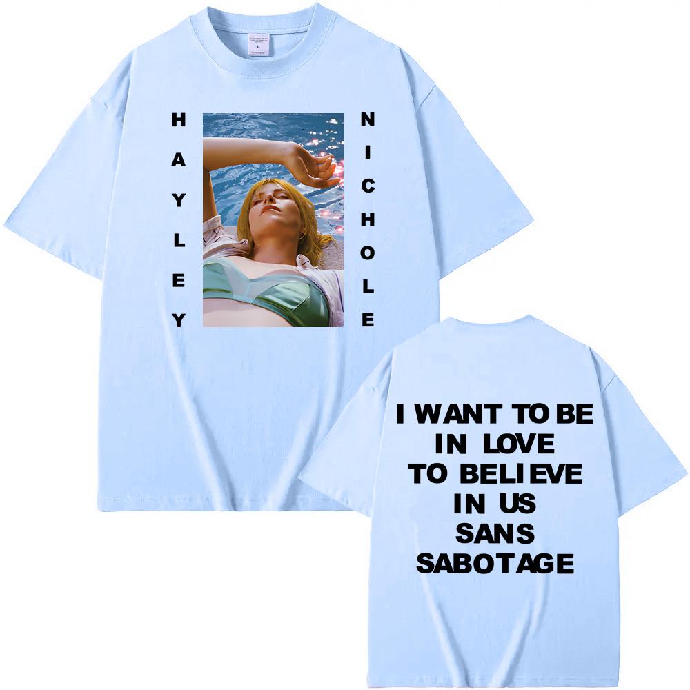 Hayley Williams T-shirts 2025 Summer Rock Sleeve Oversized 100%Cotton Clothes Round Neck High Quality Singer's same style tops