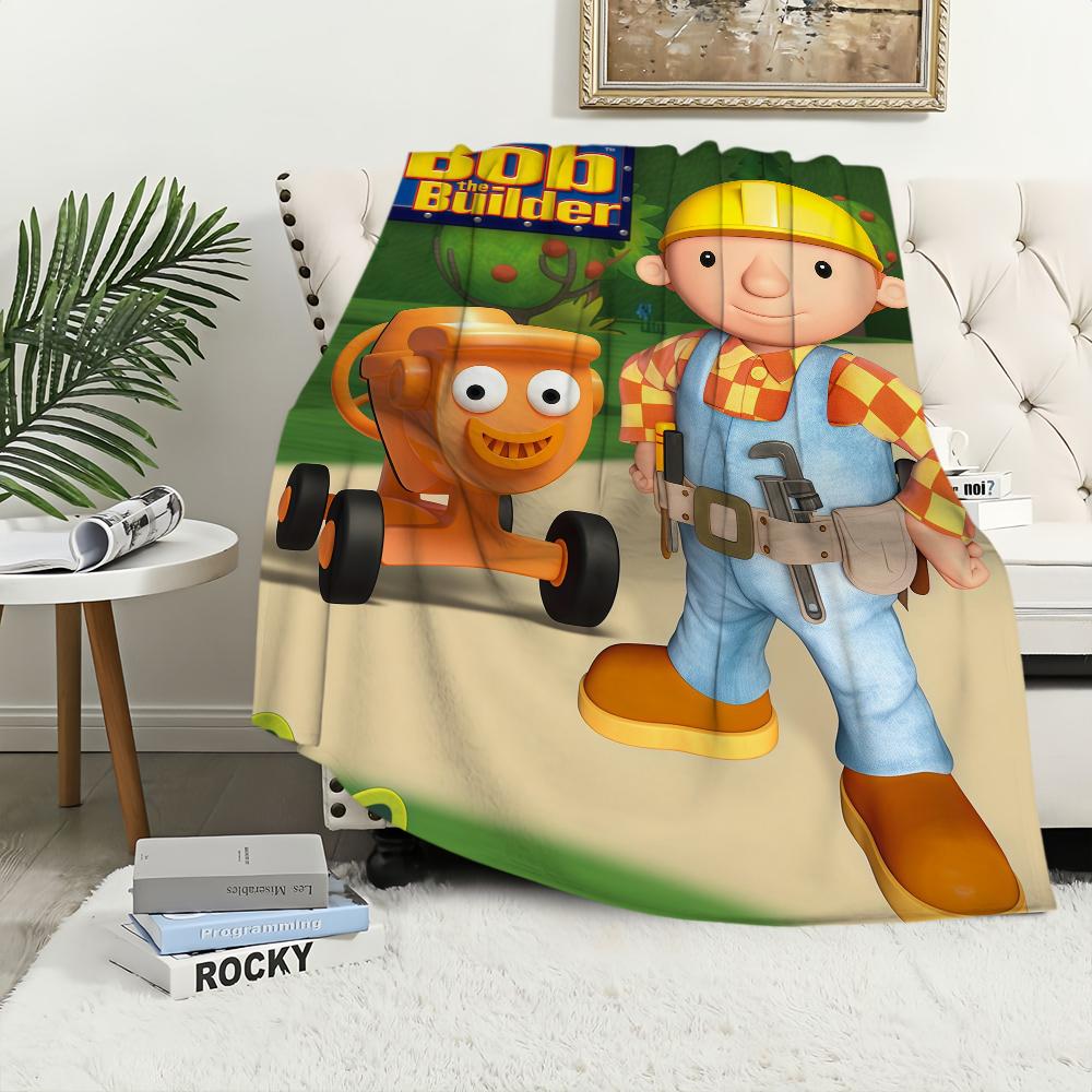 Cartoon B-Bob the B-Builder Blanket Flannel warm comfort soft plush blanket For Picnic Beds Sofas Homes And Bedrooms