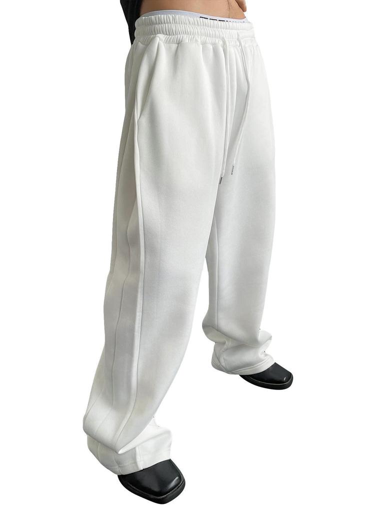 Men's Loose Fit Sweatpants with Drawstring Waist, Straight Wide Legs & Pockets Sportswear