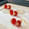 Retro Autumn And Winter Earrings, Simple Natural Chalcedony Agate Earrings, Ethnic Style, Chinese Red Earrings.