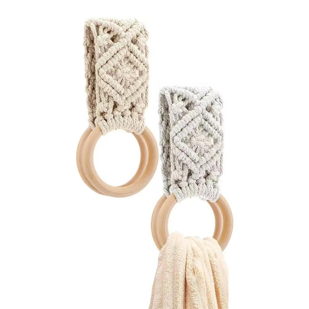 Cotton Rope Hand Towel Hanger Boho Style Wall Towel Rack New Towel Ring Holder  Washroom