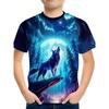Summer Round Neck 3D Printed Wolf Pattern Top Fashionable Casual Cool Short Sleeved Children's Boy T-shirts