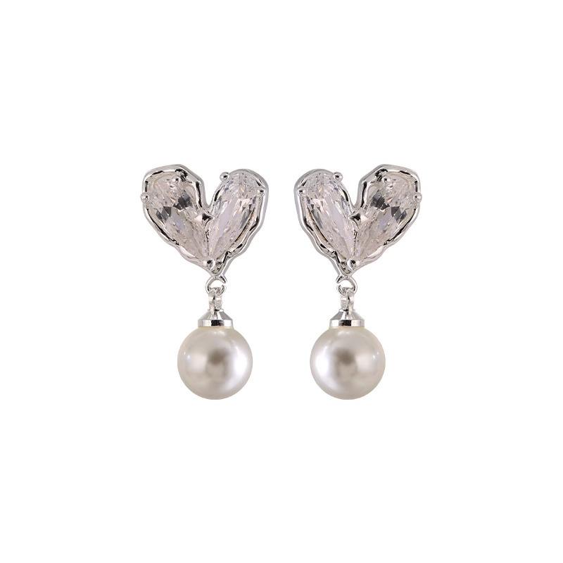 Liebe Zirkonia Perlen Ohrstecker Weiblichkeit Nische Einzigartig Einfach Vielseitig Ohrringe für Freundin