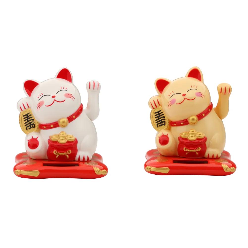 Chinesischer Stil Glücksbringendes Tanzender Löwe Modell Solarbetrieben Hände Schüttelnd Glückskatze Reichtum Winke Figuren Handwerk Heimdekoration