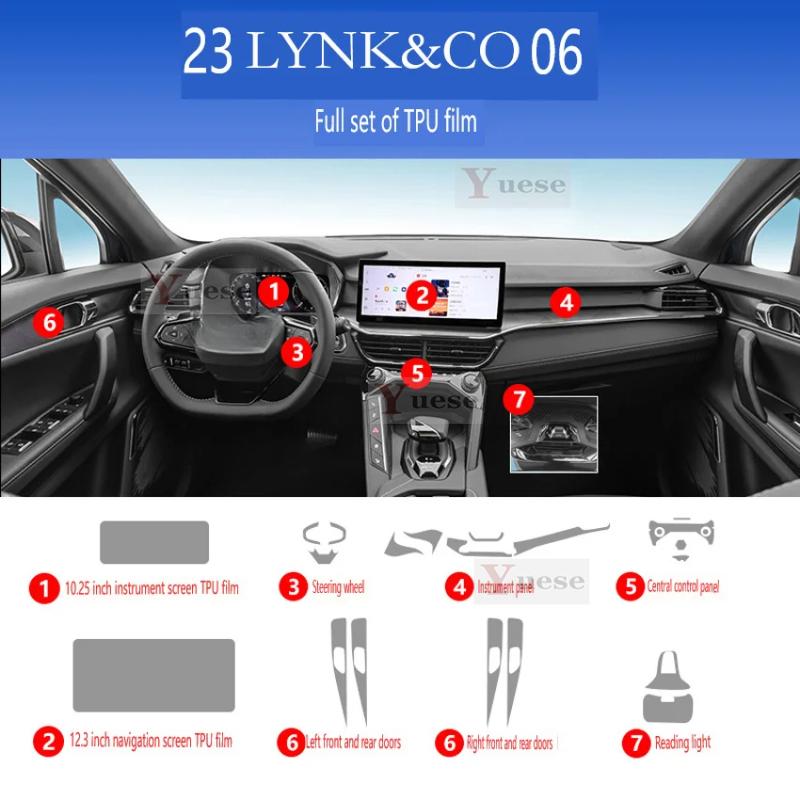 

Car Interior Protector Film Sticker Center Control Navigator Car Accessories TPU Transparent Film For LYNK&CO 06 -2024 Right Driver seat