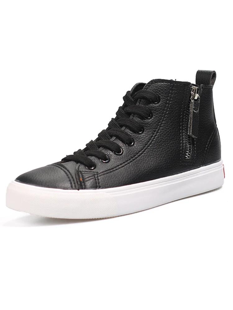 Fashion Spring New Mid Top Side Zipper Comfortable Breathable White Shoes Student Flat Skateboarding Shoes Casual Women's Sneakers