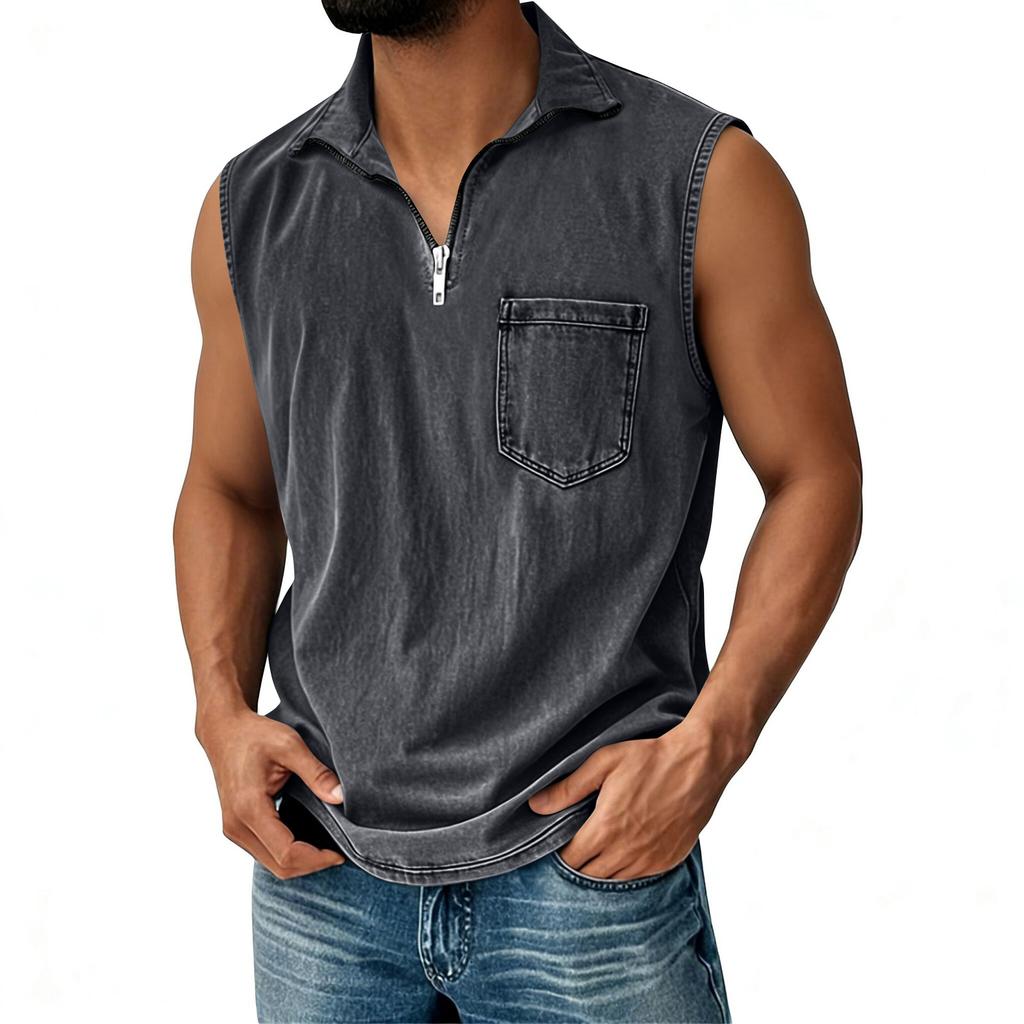 Heren Retro Vest met Halve Rits Heren Casual en Comfortabel Vest