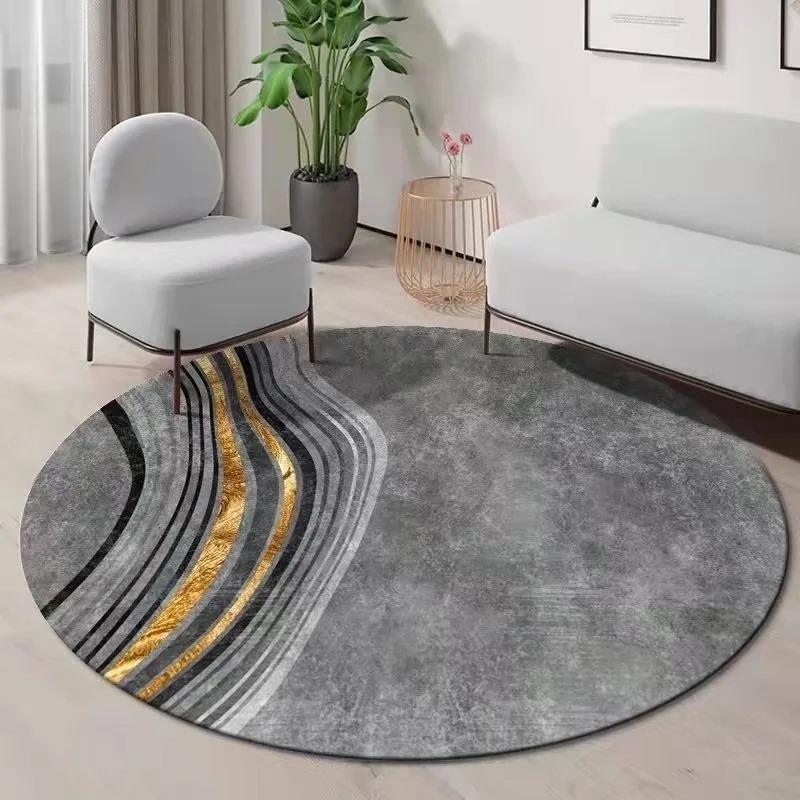 

Minimalist Round Rug with Modern Abstract Design – Soft Floor Mat for Living Room Bedside Chair Sophisticated Decor 60cm x 60cm