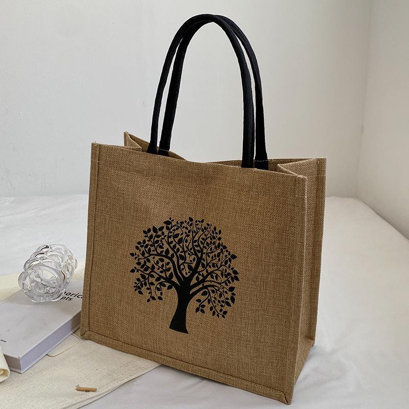 Women's Large Capacity 2024 Fashion Linen Tote Bag - Single Shoulder, Student-Friendly, In Stock