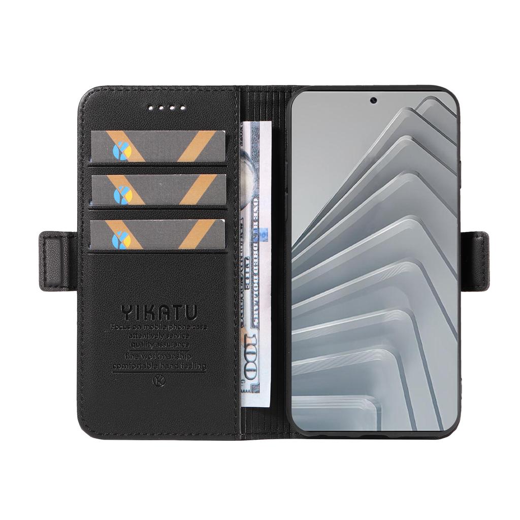 For Xiaomi Redmi Note 14 4G (163.25x76.55x8.16mm) Wallet Phone Case YIKATU YK-003 Leather Stand Cover