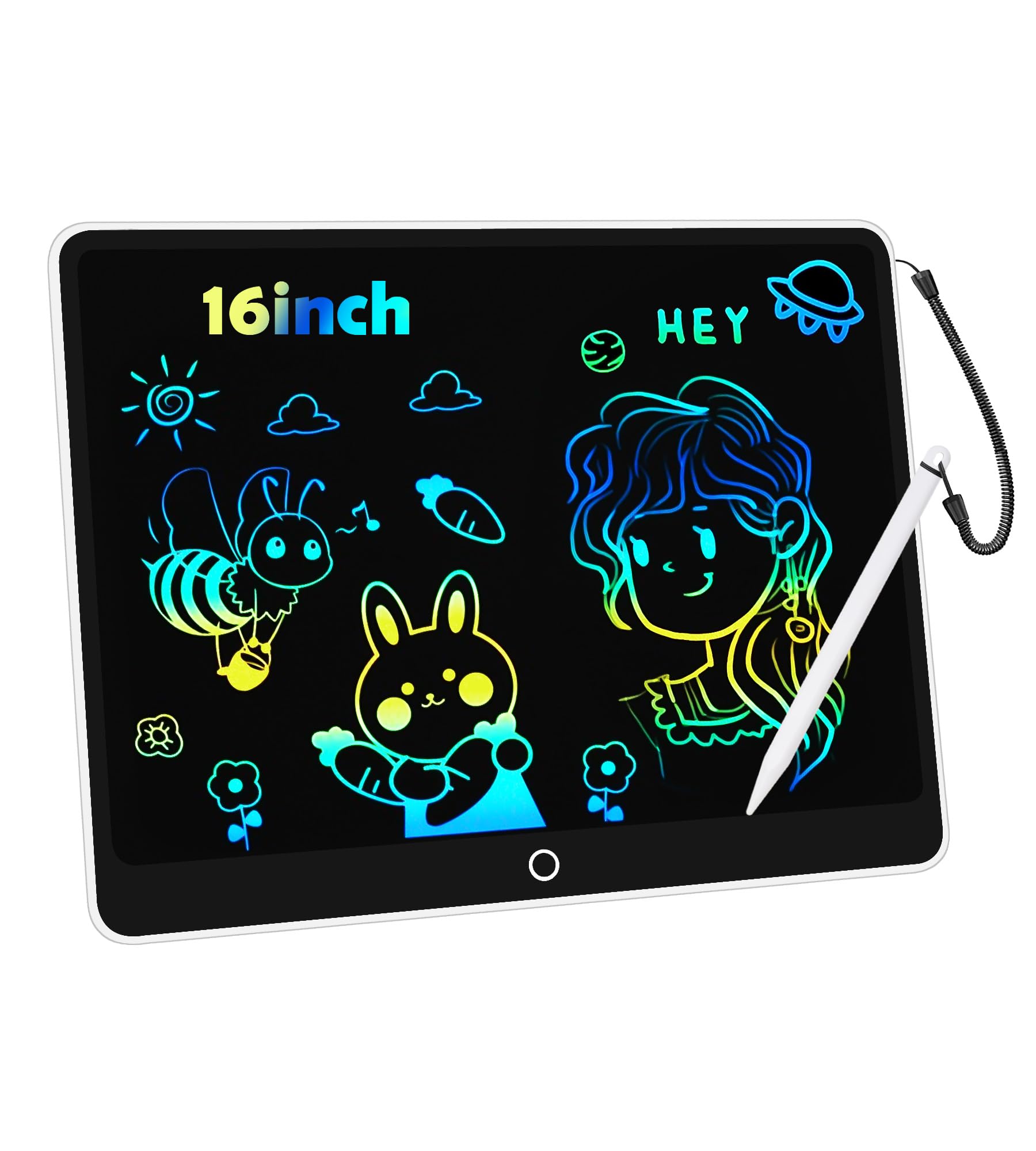 

Colorful Doodle Drawing Game Play Board Large Screen Digital Memo High Lock Erasable Writing Writing Replaceable LCD Electronic Handwriting Message білий