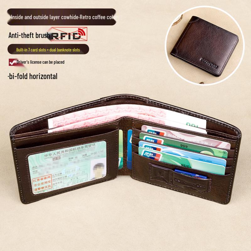 Herren 2025 Neuer Stil Rindsleder Geldbörse mit Geldklammer und Führerscheinfach