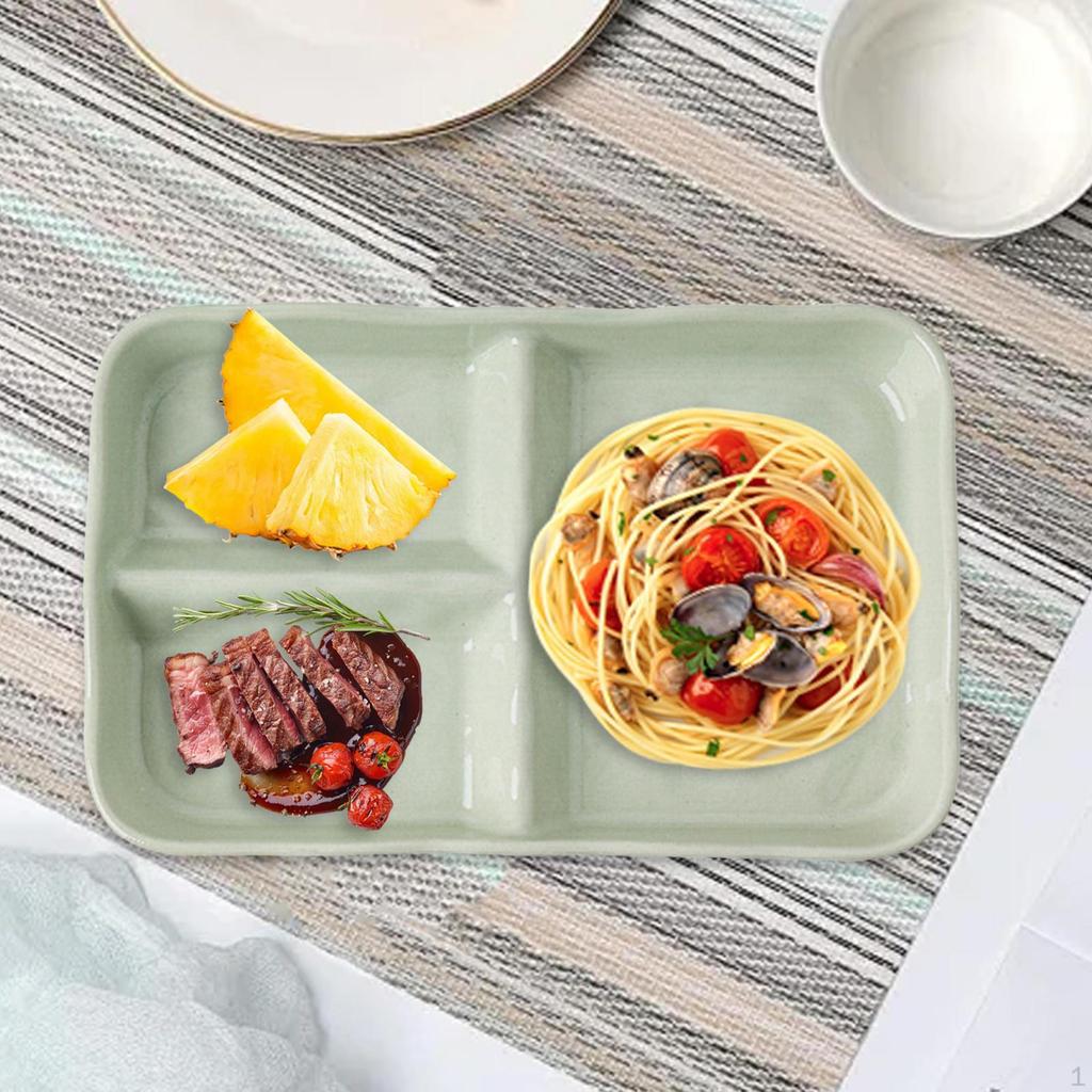 Adult Divided Plate, Serving Tray, Non-Slip Snack Housewarming Gift, Ceramic Tray for