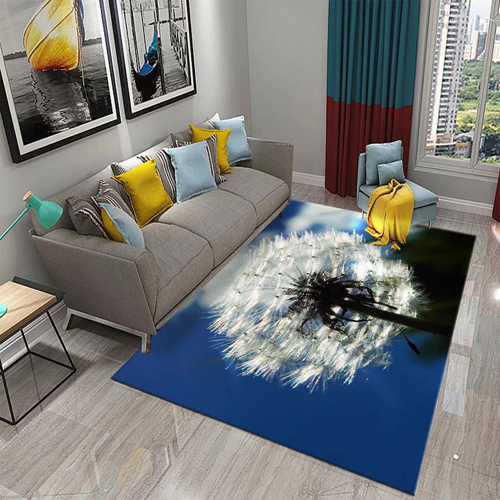 3D Löwenzahn Muster Teppich Fußmatte Rutschfest Badezimmer Schlafzimmer Wohnzimmer Teppich Fußmatte Küche Hauseingang Bodendekor Geschenke