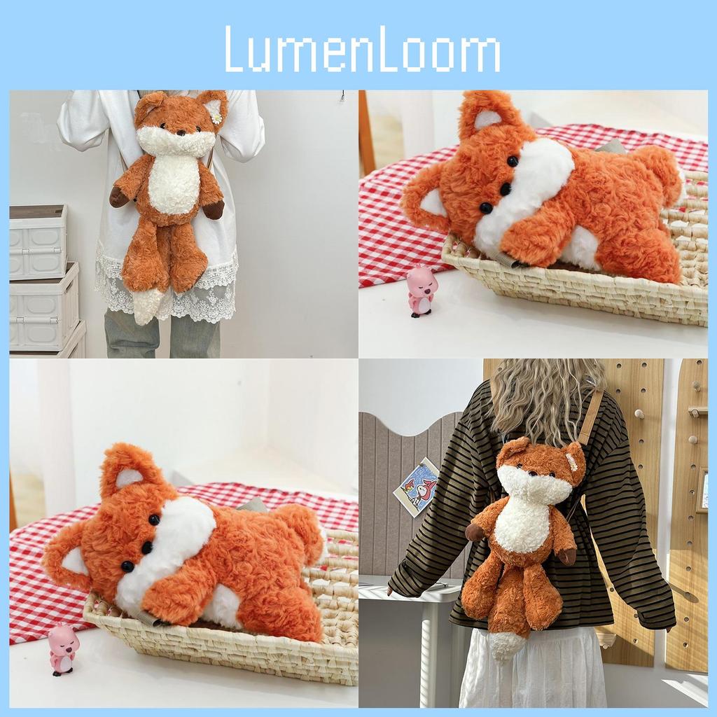 Plush Children Fox Backpack Outdoor Leisure Storage Bag Cartoon Doll Cute