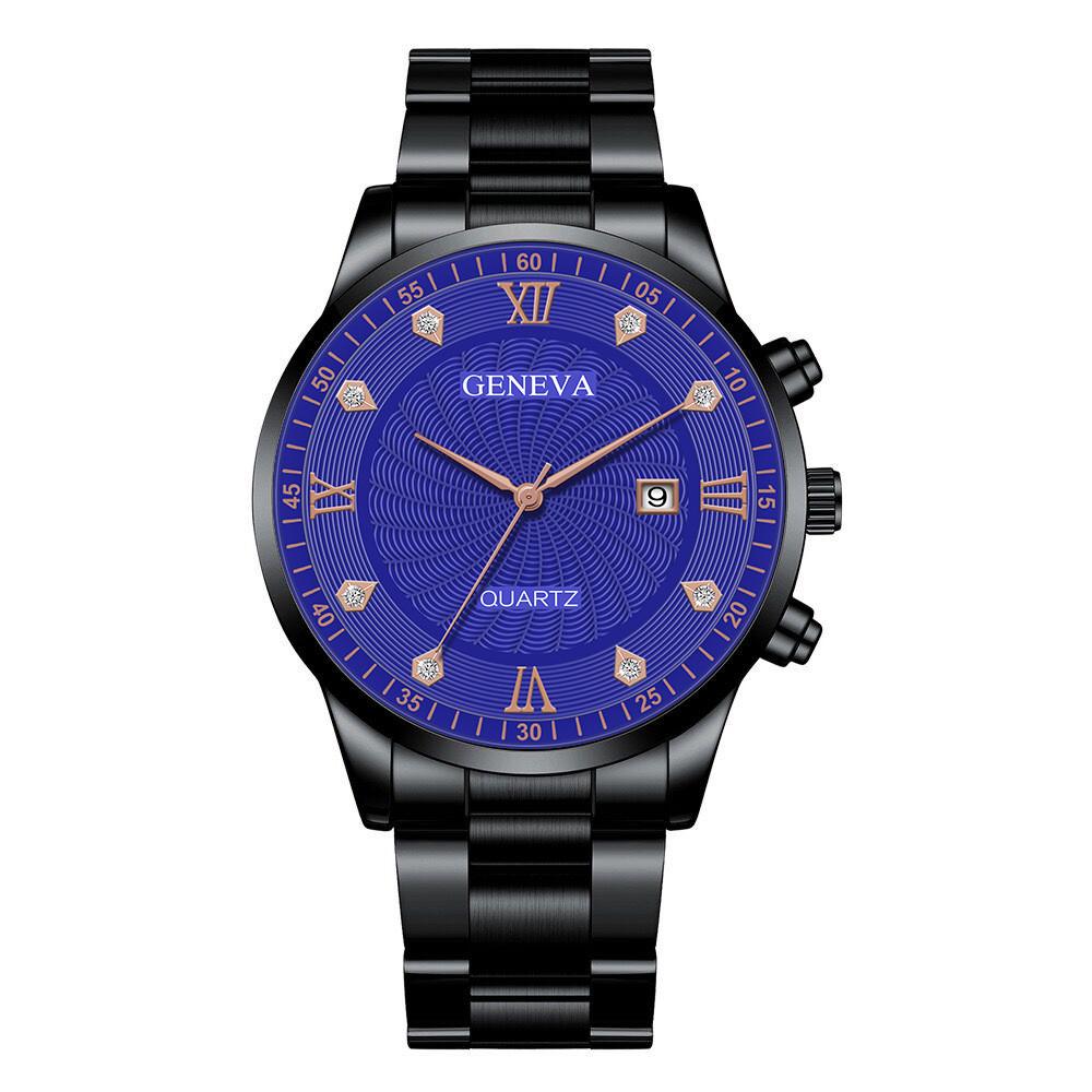 Geneva Mens Business Quartz Watch With Calendar And Alloy Band For Formal Wear