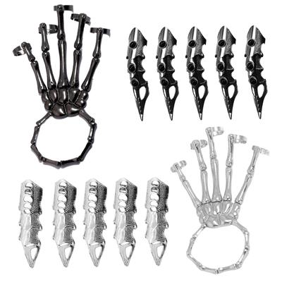 Skeleton Hand Bracelet, Skeleton Punk Hand Bracelet, Easter Skeleton Hands Black, Skeleton Ring Hand, Full Finger Rings, Wristband Hand Chain