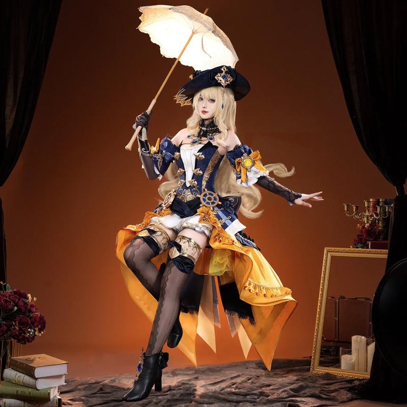 Anime Cosplay Impact Navia Cosplay Dress Uniform Costume Wig Set Halloween Party Outfit for Women Dresses