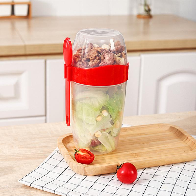 Snídaně ovoce Ovesný jogurtový salátový kelímek s víčkem lžička Dvouvrstvý úložný prostor potravin Přenosný fitness kelímek pro snížení hmotnosti