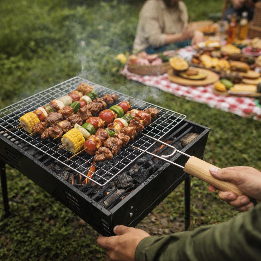 Stainless Steel Grilling Baskets Rustproof Grilled Fish Net BBQ Rack Mesh Outdoor Cooking