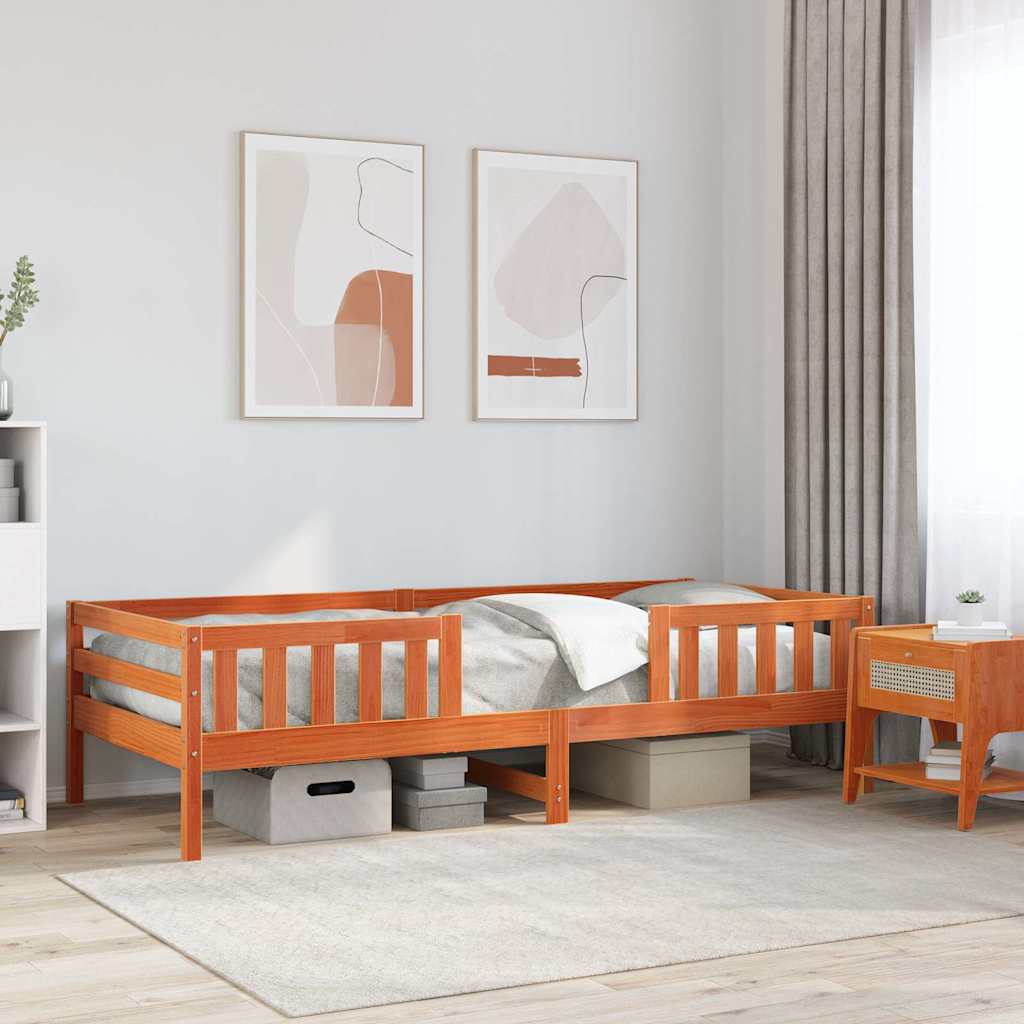 Vidaxl Bed Frame Without Mattress, Waxed Brown, 100X200 Cm, Solid Pine
