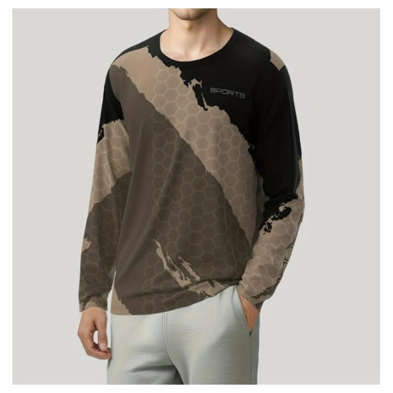 Fashion Graphic Men's T Shirts Autumn Man Clothes Crew Neck Long Sleeve T-Shirts Tops Men's T-Shirt Outdoor Pullover