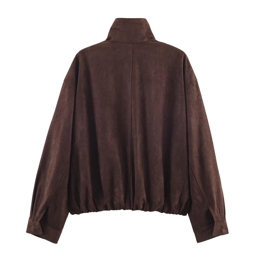European and American style, new women's clothing, retro loose short anti-velvet leather jacket 4341878