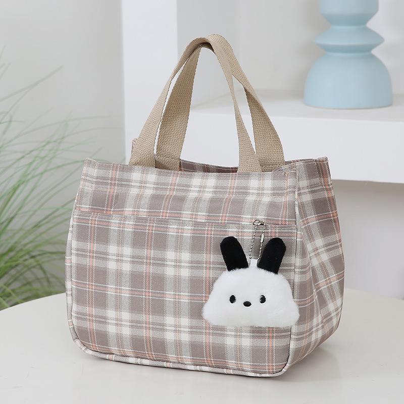 

Canvas bag Japanese retro plaid bento bag Bao Ma going out handbag large capacity female office worker handbag Without pendant хаки