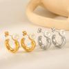 Bestseller C-förmige Edelstahl-Ohrringe für Damen, Perlenstecker, modischer eleganter High-End-Titanstahl-Ohrschmuck